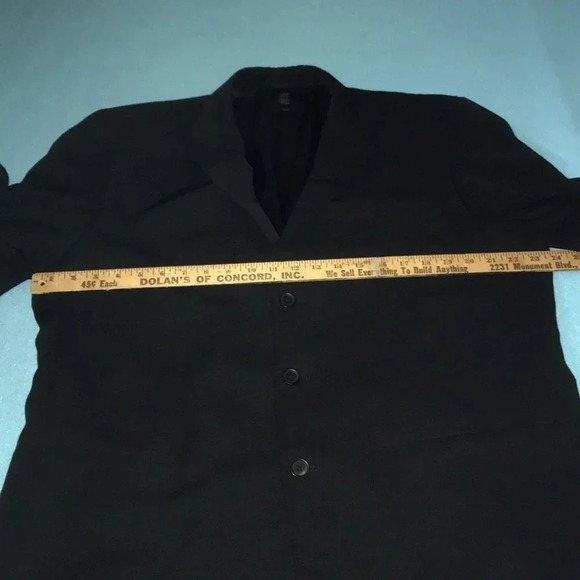 CLAIBORNE suit blazer jacket black formal 3 button flower buttonhole size 44L - Picture 10 of 12